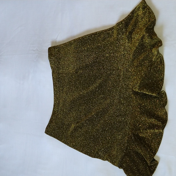 Michael Kors Gold Black Metallic Glittered Ruffle Mini-Skirt Size Medium - Picture 6 of 12